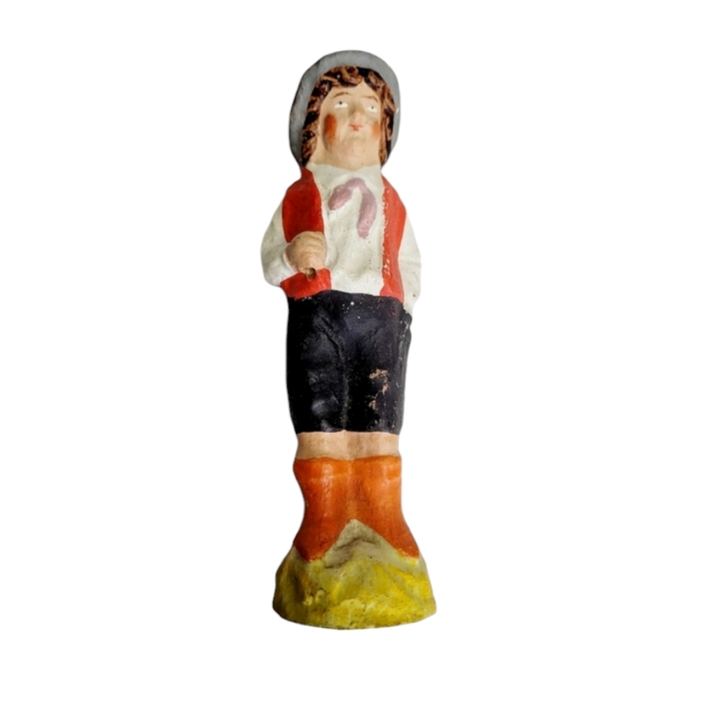 Vintage Germany Composition Putz Village Farm Boy Figurine  4.75”H